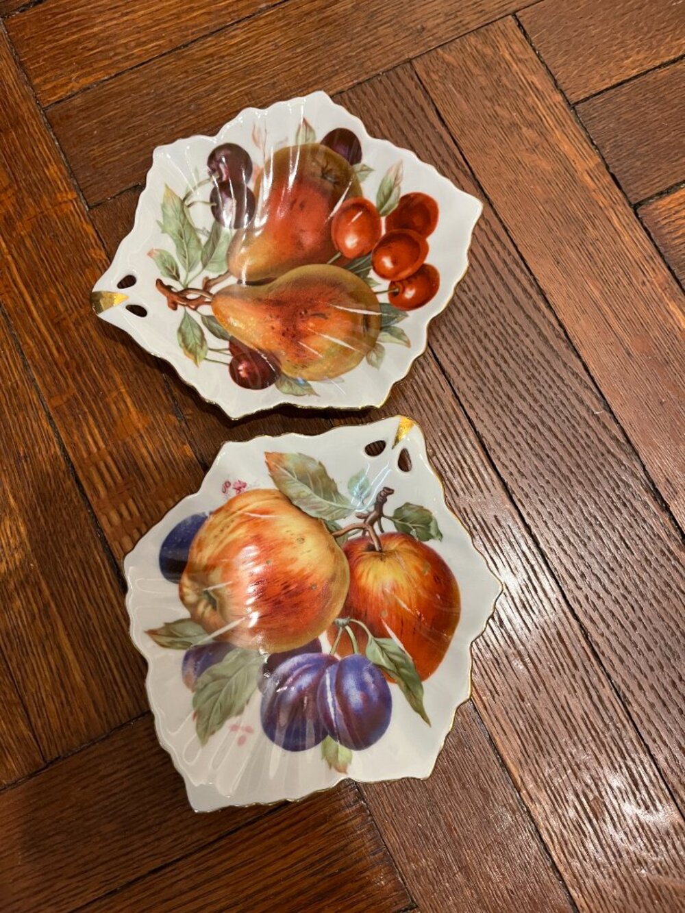 Vintage Mitterteich Bavaria Porcelain Dishes Set of TWO - Fruit Motif Germany